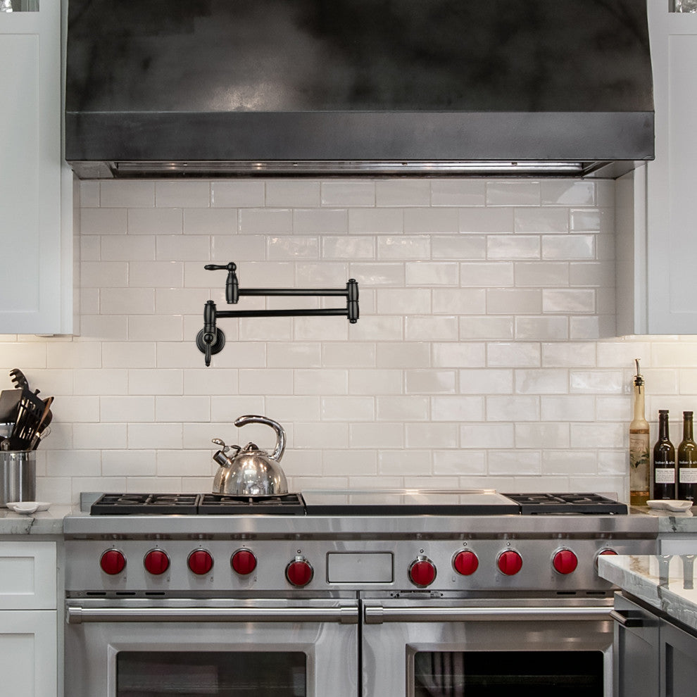 Copper Pot Filler Kitchen Faucet Wall-Mounted, Matte Black