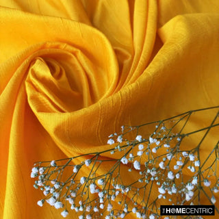 Bright Saffron Yellow Silk Dupioni Fabric By The Yard, 4 Yards For Curtain Dress