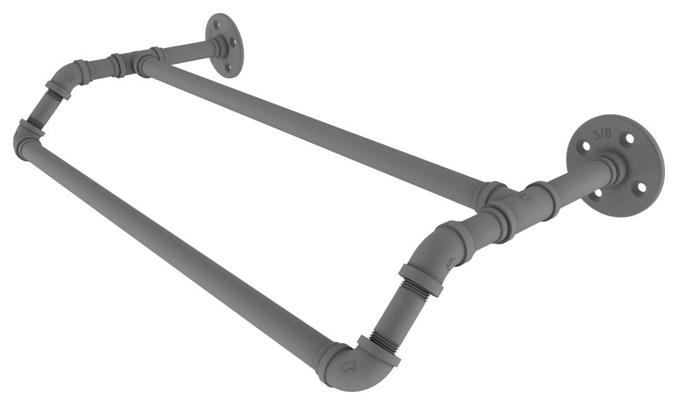 Pipeline Double Towel Bar, Matte Gray, 24"