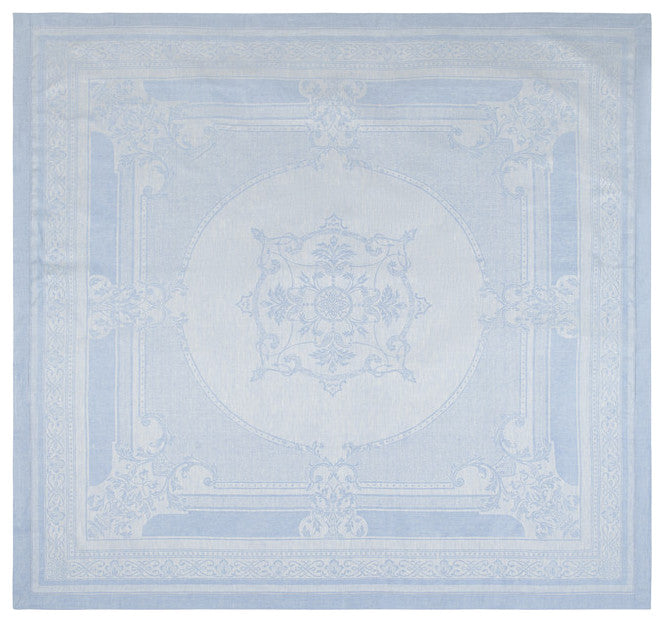 French Home Linen 71" x 100" Astra Tablecloth Ivory and Light Blue