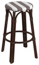 Tobias Round Rattan 30" Bar Stool, White and Brown Stripe