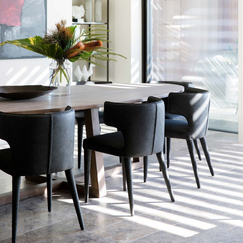 Elite Living Melore Wingback Upholstered Dining Side Chair, Dark Gray