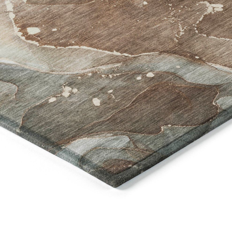 Machine Washable Indoor/Outdoor Chantille ACN522 Brown 3' x 5' Rug