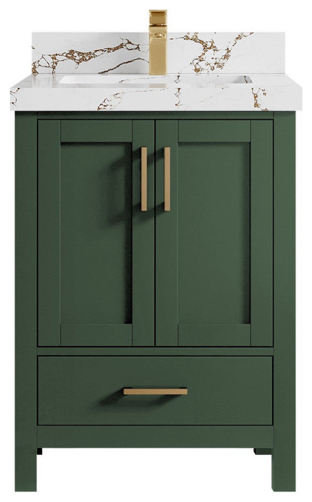 Malibu 24" Single Sink Bath Vanity in Lafayette Green 2" Viola Brown