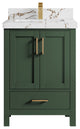 Malibu 24" Single Sink Bath Vanity in Lafayette Green 2" Viola Brown