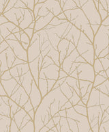Beige & Gold Trees Silhouette Wallpaper