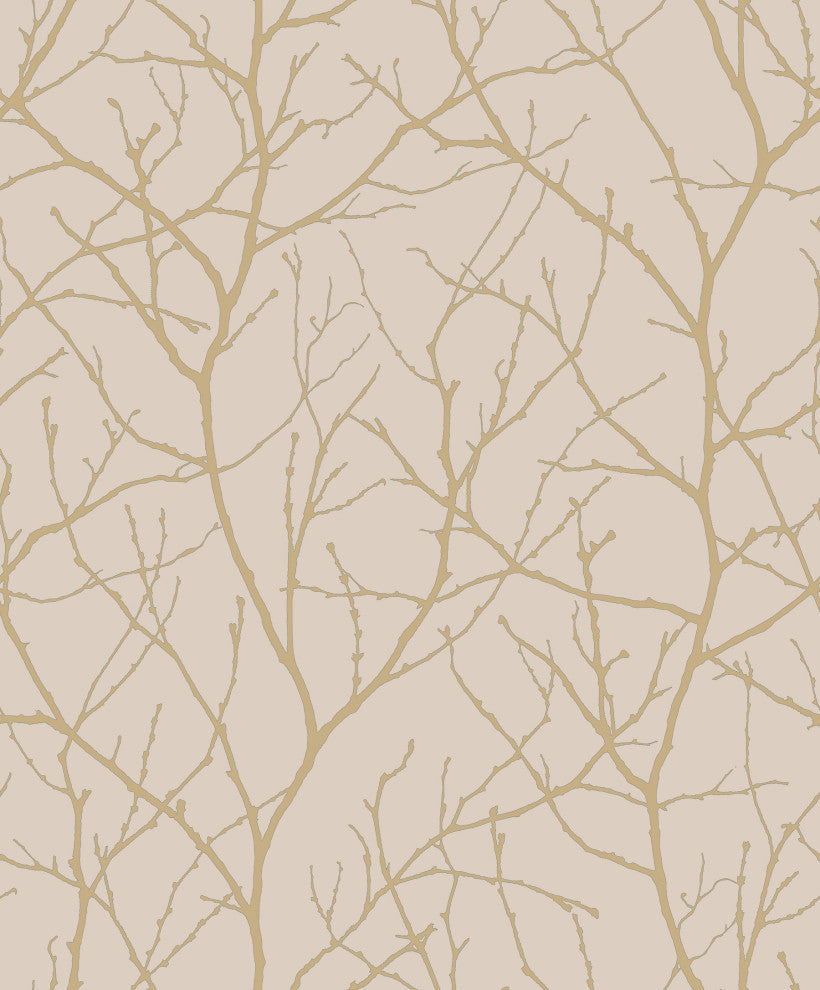 Beige & Gold Trees Silhouette Wallpaper