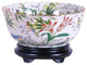 Chinese Multi Color Floral Bird Pattern Porcelain Bowl With Base 14"