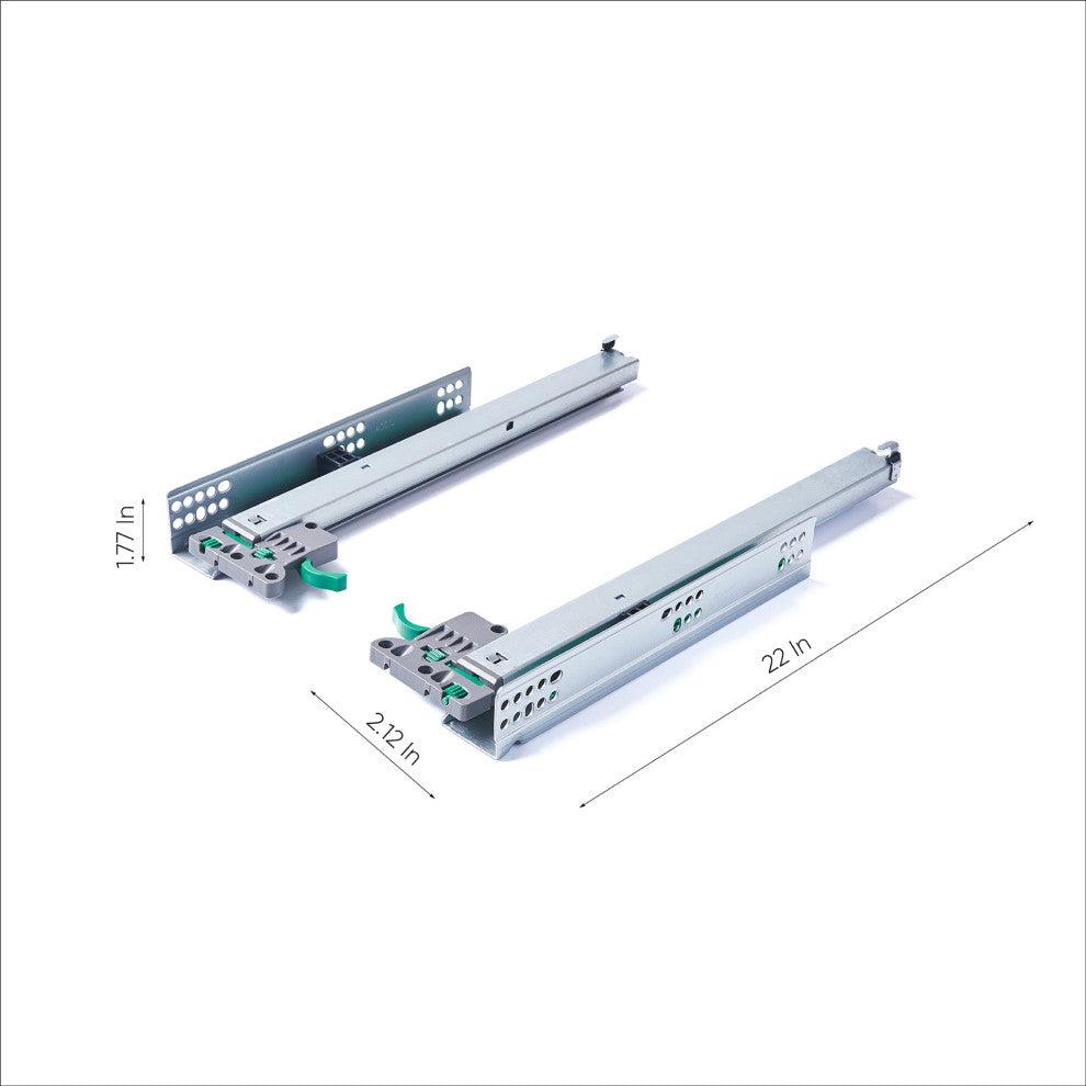 Under Mounting Soft Close Drawer Slide, 22", Set of 2