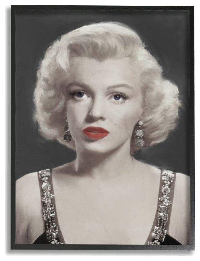 Stupell Industries Marilyn Portrait Black And White Vintage Movie Star, 24 x 30