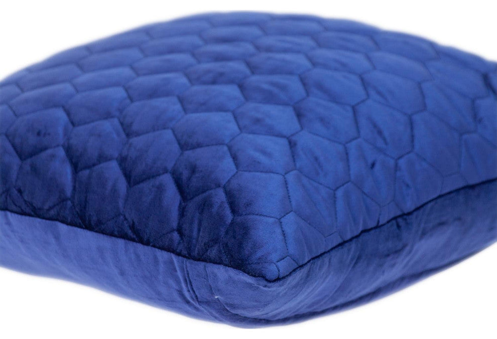 Blue Tufted Velvet Quilted Throw Pillow