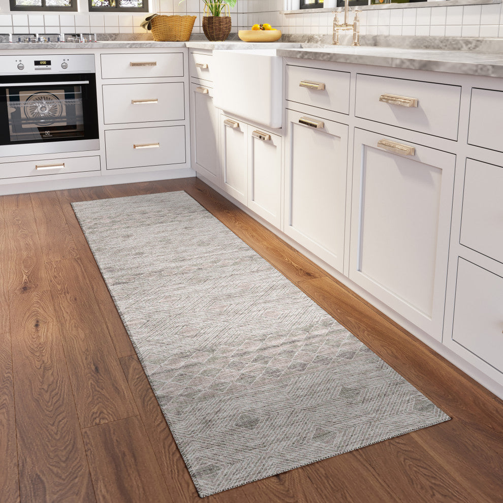 Indoor/Outdoor Sedona SN1 Sage Machine Washable 2'3" x 7'6" Runner Rug