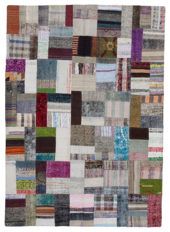 Rug N Carpet - Handmade Turkish 5' 7'' x 7' 10'' Vintage Patchwork Kilim Rug