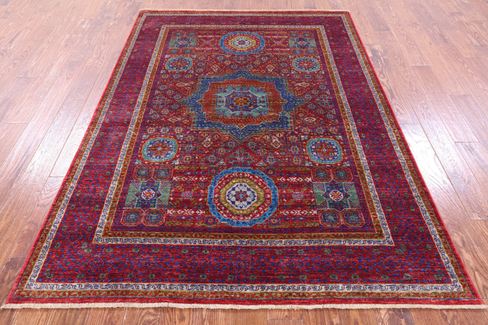 5' 7" X 7' 11" Handmade Mamluk Geometric Rug - Q12272