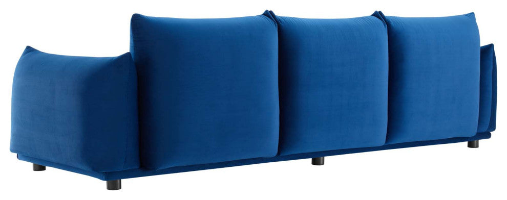 Sofa, Velvet, Blue Navy, Modern, Living Lounge Room Hotel Lobby Hospitality