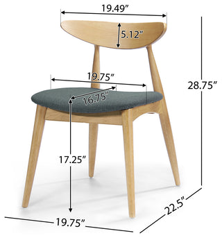 GDF Studio Issaic Mid-Century Design Wood Dining Chairs, Set of 2, Gray/Oak
