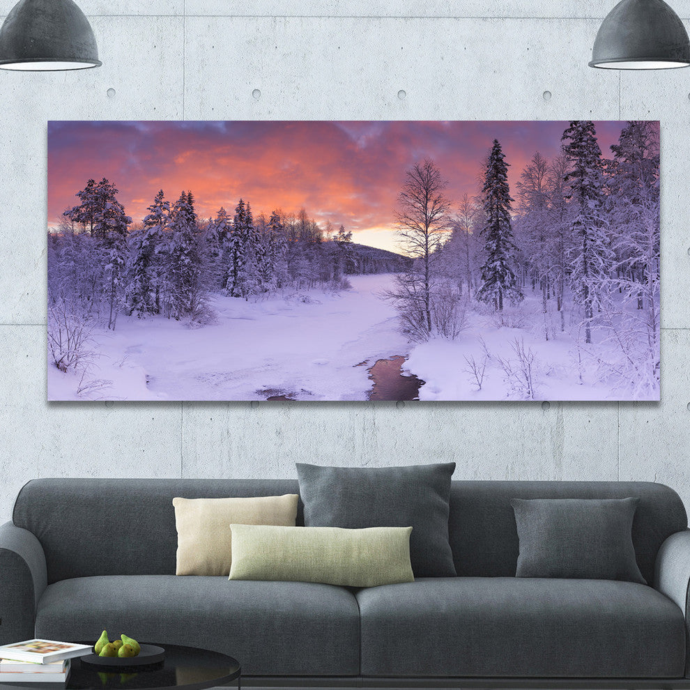 Finnish Lapland Trees in Winter, Landscape Canvas Art Print, 60"x28"