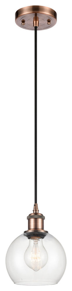Innovations 516-1P-AC-G122-6 1 Light 6" Mini Pendant, Antique Copper