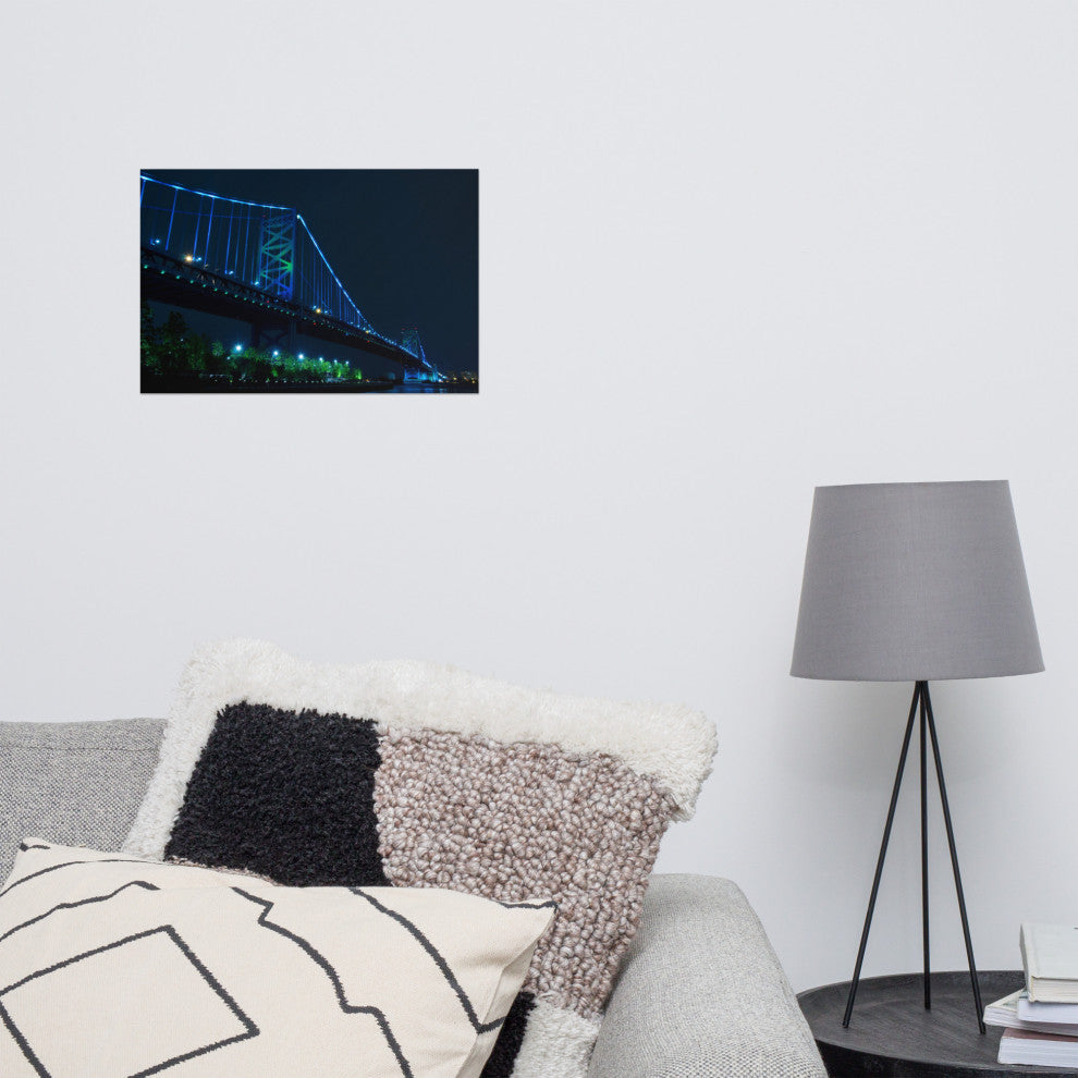 Ben Franklin Bridge Night Urban Landscape Photo Unframed Wall Art Print, 12" X 18"