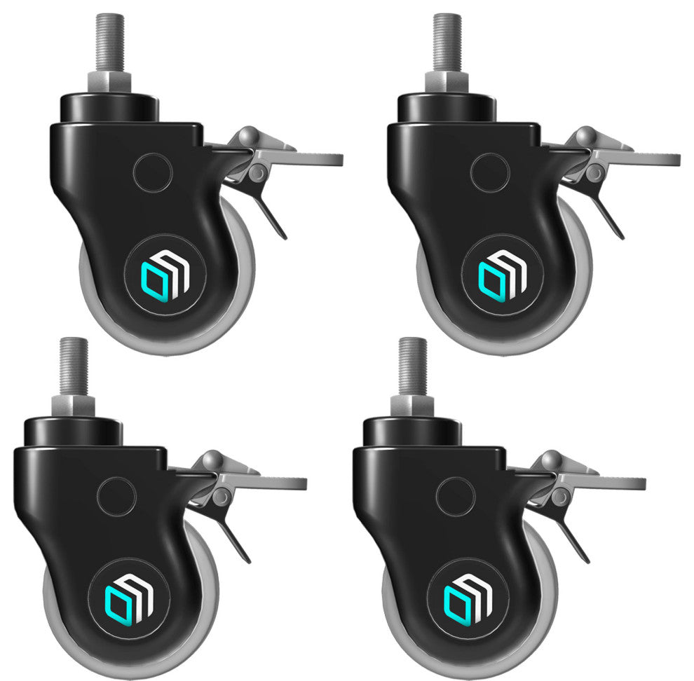 ONKRON Caster Wheels 3 Inch for Mobile TV Cart -Set of 4 AWL75 Black