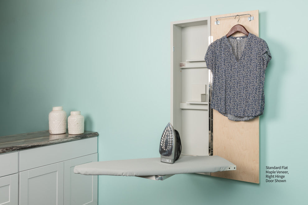 Deluxe Swivel Non-Electric Ironing Center, Flat Maple Veneer Door