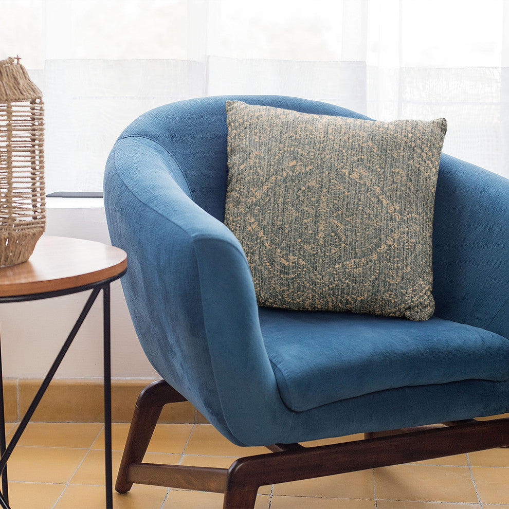 Plutus Blue Hidden Park Medallion Luxury Throw Pillow, 18"x18"