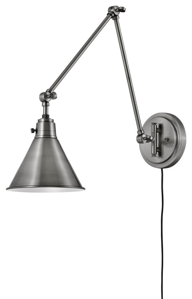 Hinkley Arti Medium Swing Arm Single Light Sconce, Polished Antique Nickel