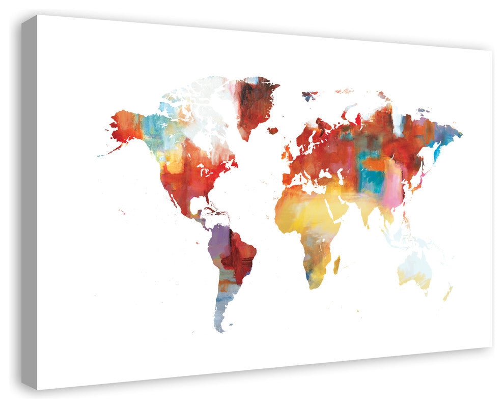 Colorful World Map 24x36 Canvas Wall Art