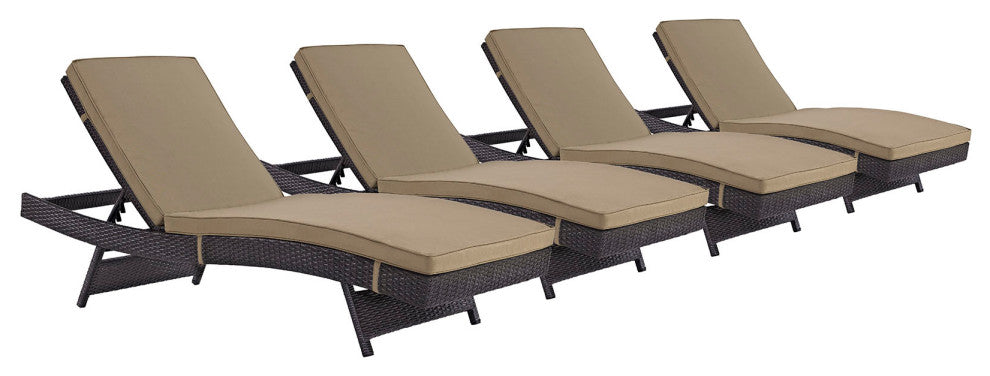 Espresso Mocha Convene Chaise Outdoor Patio Set of 4