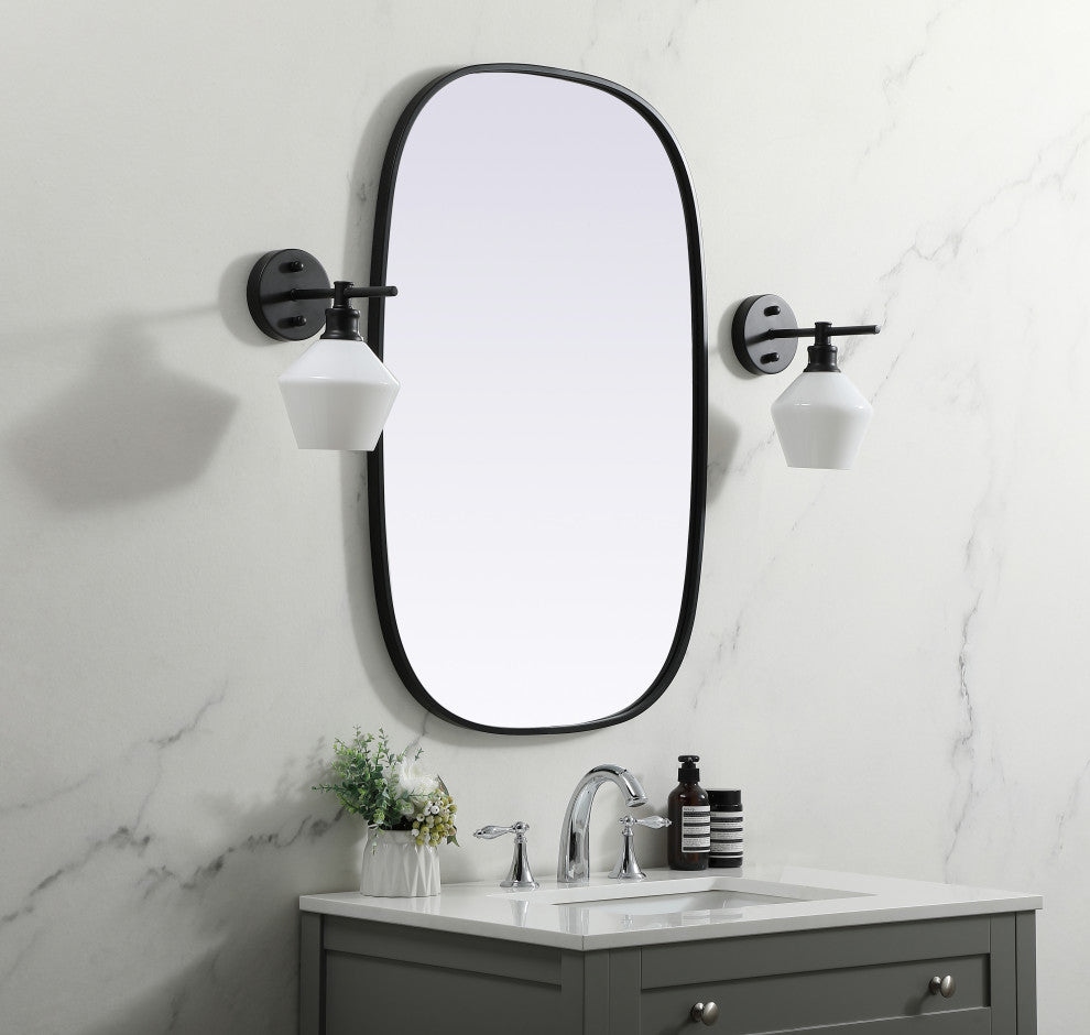 Metal Frame Oval Mirror 24X36 Inch, Black