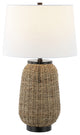 Chakrii 25" Iron/Rattan Table Lamp With Pull-Chain, Oil Rubbed Bronze/Dark Brown