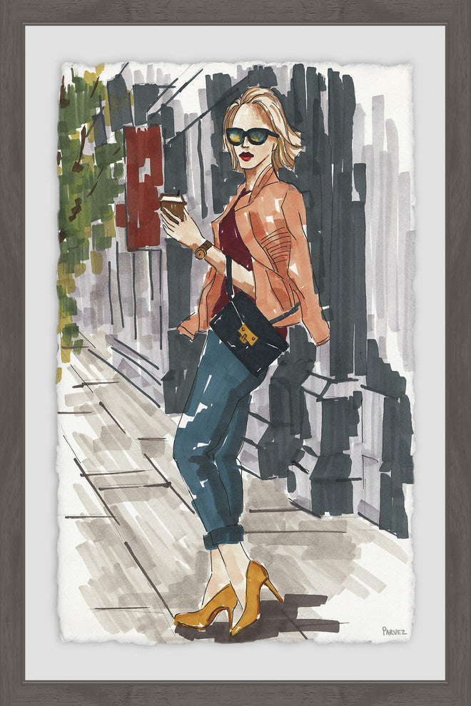 "Casual Coffee Break" Framed Painting Print, 24"x36"