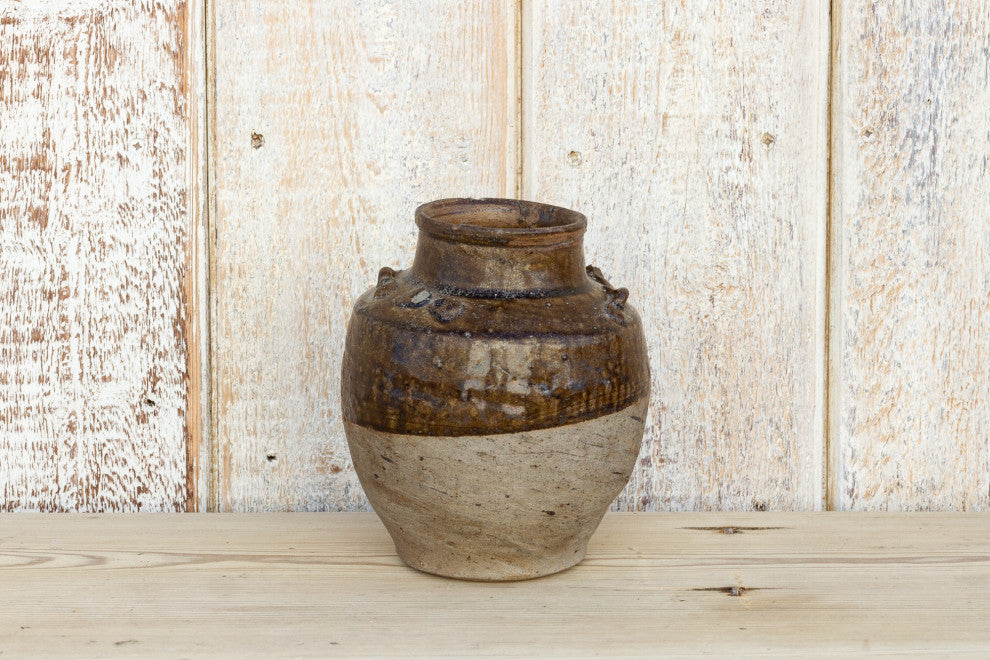 Burmese Brown Glazed Terracotta Pot