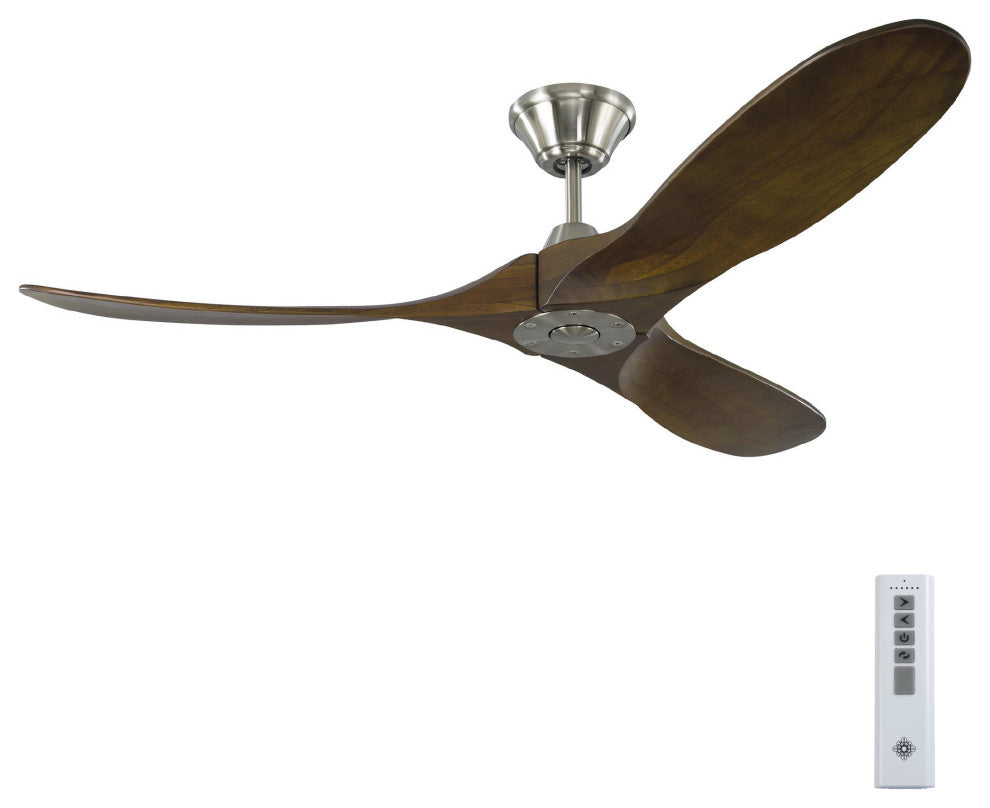 Maverick Outdoor Ceiling Fan Matte White Brushed Steel Dark Walnut Tropical