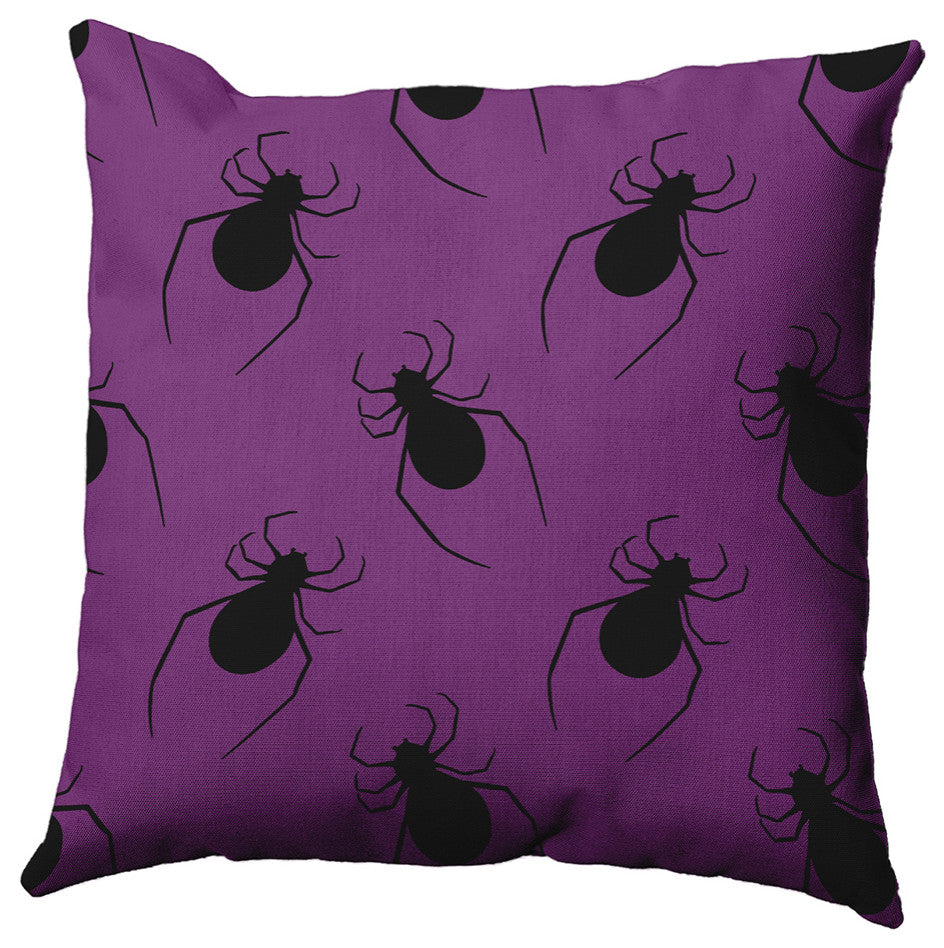 26"x26" Crawling Spiders Decorative Throw Pillow, Amethyst