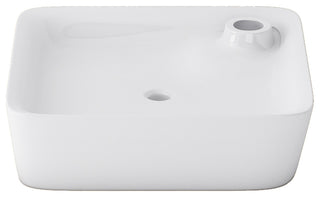 Leonis 17" Square White Finish Ceramic Vessel Bathroom Vanity Sink
