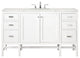 Addison 60" Single Vanity Cabinet, Glossy White, Glossy White, Eternal Jasmine Pearl, Three-Hole