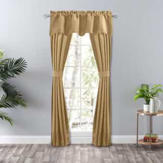 Hudson Rod Pocket Pair Curtains with Tiebacks, Flax, 100" X 63"