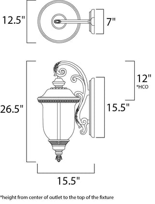Maxim 3497 Carriage House 26" 3 Light Wall Sconce - Oriental Bronze / Water