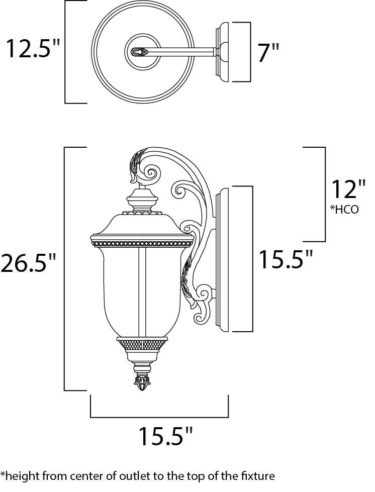 Maxim 3497 Carriage House 26" 3 Light Wall Sconce - Oriental Bronze / Water