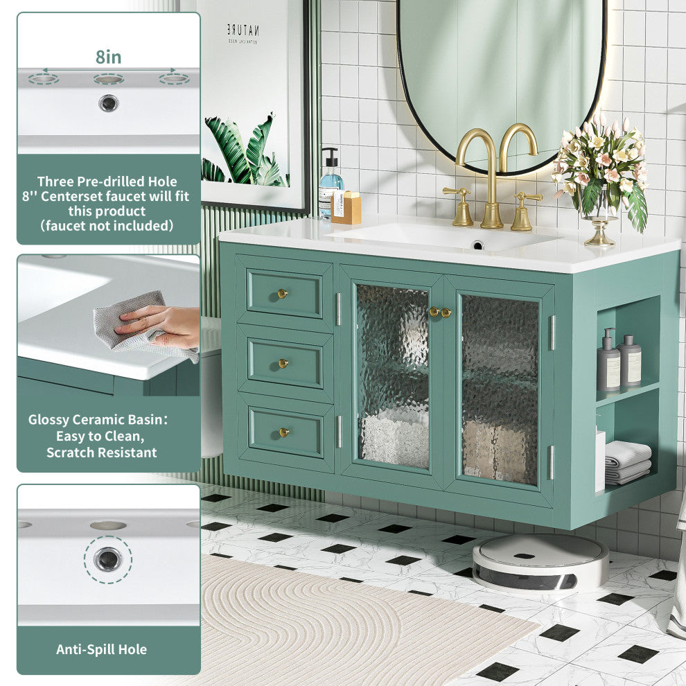 TATEUS 36'' Wall Mounted Bathroom Vanity with Ceramic Sink