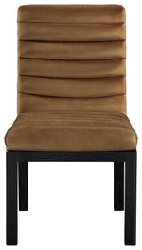 Evelyn Upholstered Dining Chair, Saddle, Velvet, Black Finish