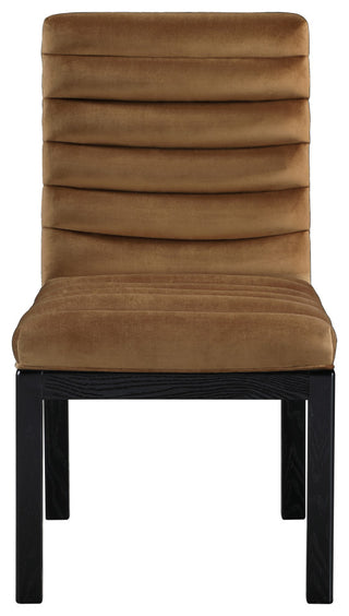 Evelyn Upholstered Dining Chair, Saddle, Velvet, Black Finish