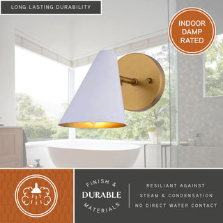 Vaxcel Lighting W0438 Pryce 7" Tall Bathroom Sconce - Matte White / Satin Brass