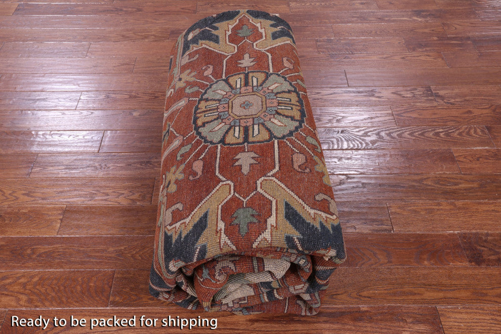 Heriz Serapi Handmade Wool Rug 9' 11" X 13' 11" - Q16006