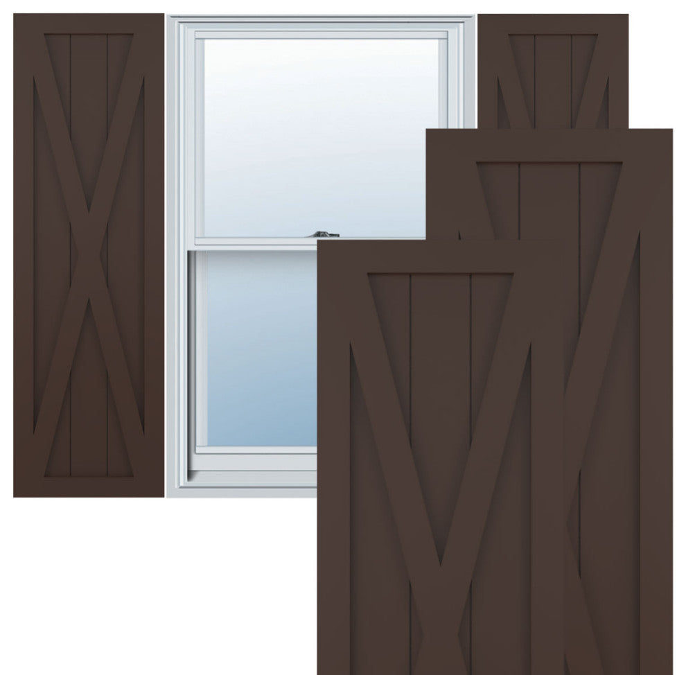 15"W True Fit PVC Single X-Board Farmhouse, Raisin Brown, 60"H