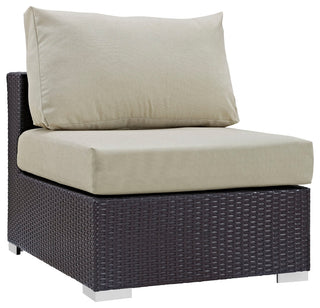 Convene 5 Piece Outdoor Patio Sectional Set, Espresso Beige