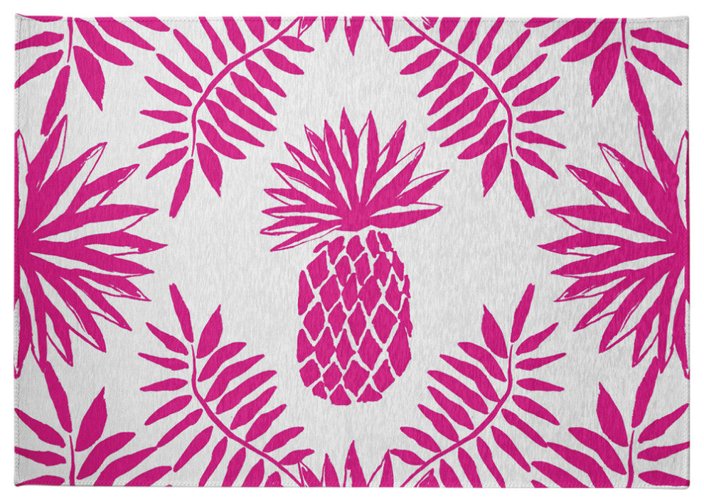 Pineapple Leaves Spring Chenille Rug, Orchid, 5'x7'