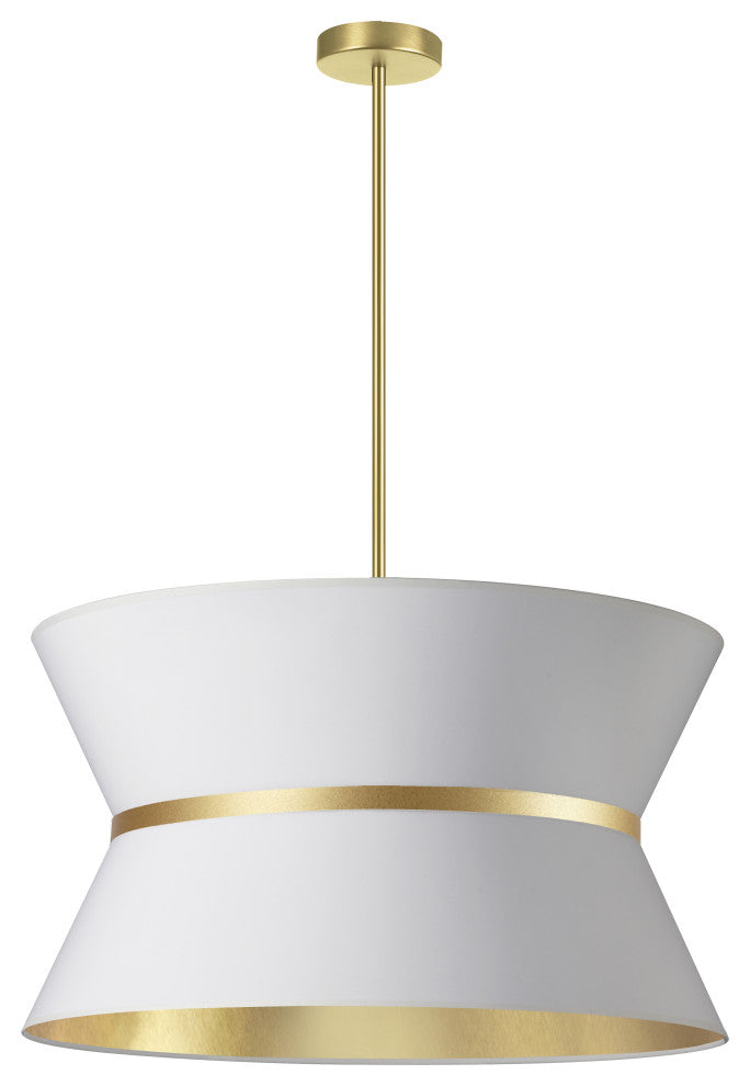 White and Gold Transitional Pendant With Aged Brass Metal