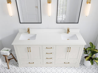 Boston 72" Double Sink Bath Vanity in Alabaster 1.5" White Quartz